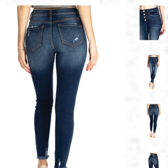 KANCAN: “THE PENNY” SUPER SKINNY JEANS  - KC9142D with COPPER BUTTONFLY - Picture 2 of 14